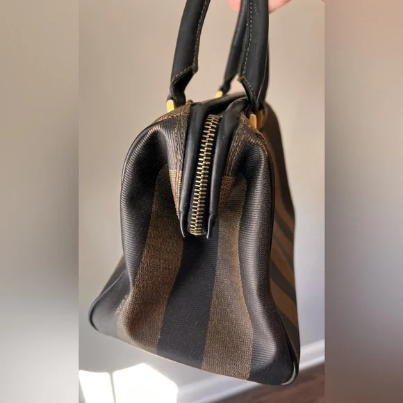 Fendi Black and Tan Striped Satchel - Picture 6 of 15
